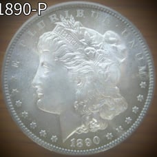 1890-P Morgan Silver Dollar; MS Full Feathering Cartwheel Luster, Semi Key Date