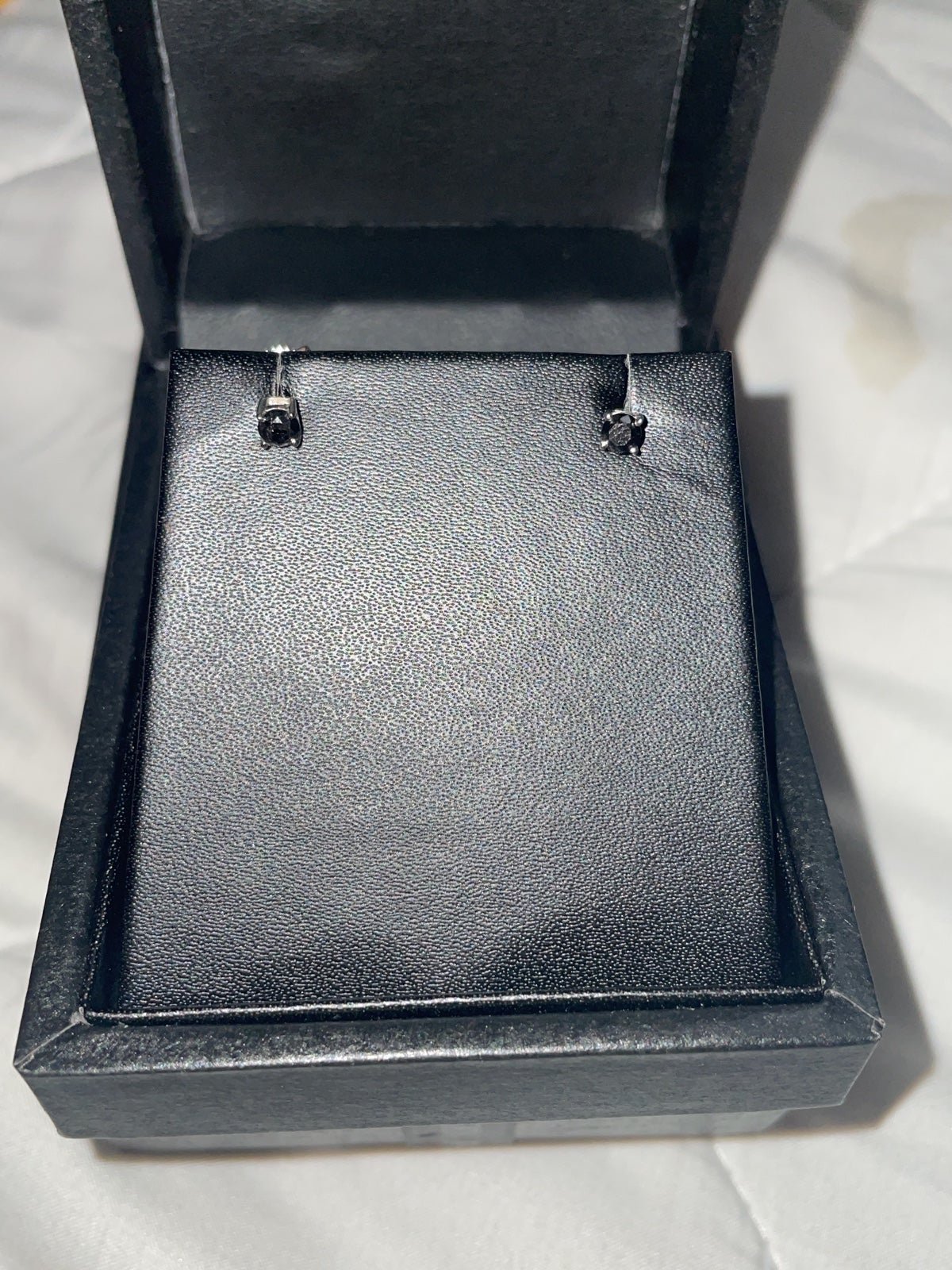 1/2 carat black diamond 10k white Gold studs (screw backs)