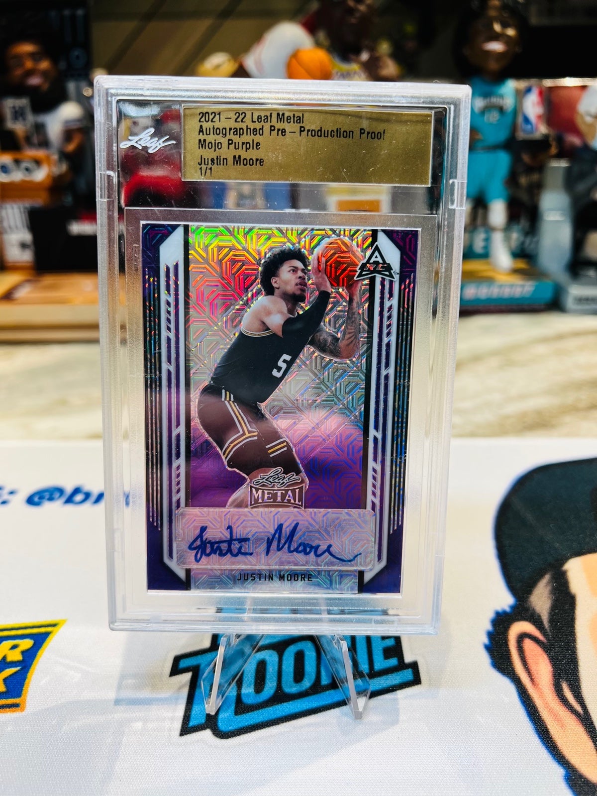 JUSTIN MOORE 2021-22 Leaf Metal Basketball Rookie auto 1/1 MOJO PURPLE VILLANOVA