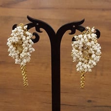 Vintage Bead Rhinestone Droplet Earrings