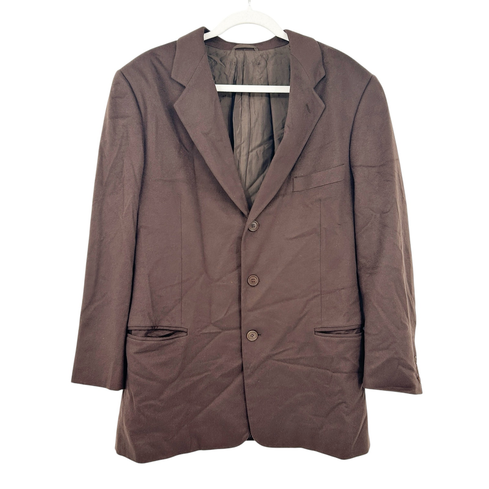 Giorgio Armani Mens Office Academia 100% Cashmere Blazer Coat Size 50R Brown