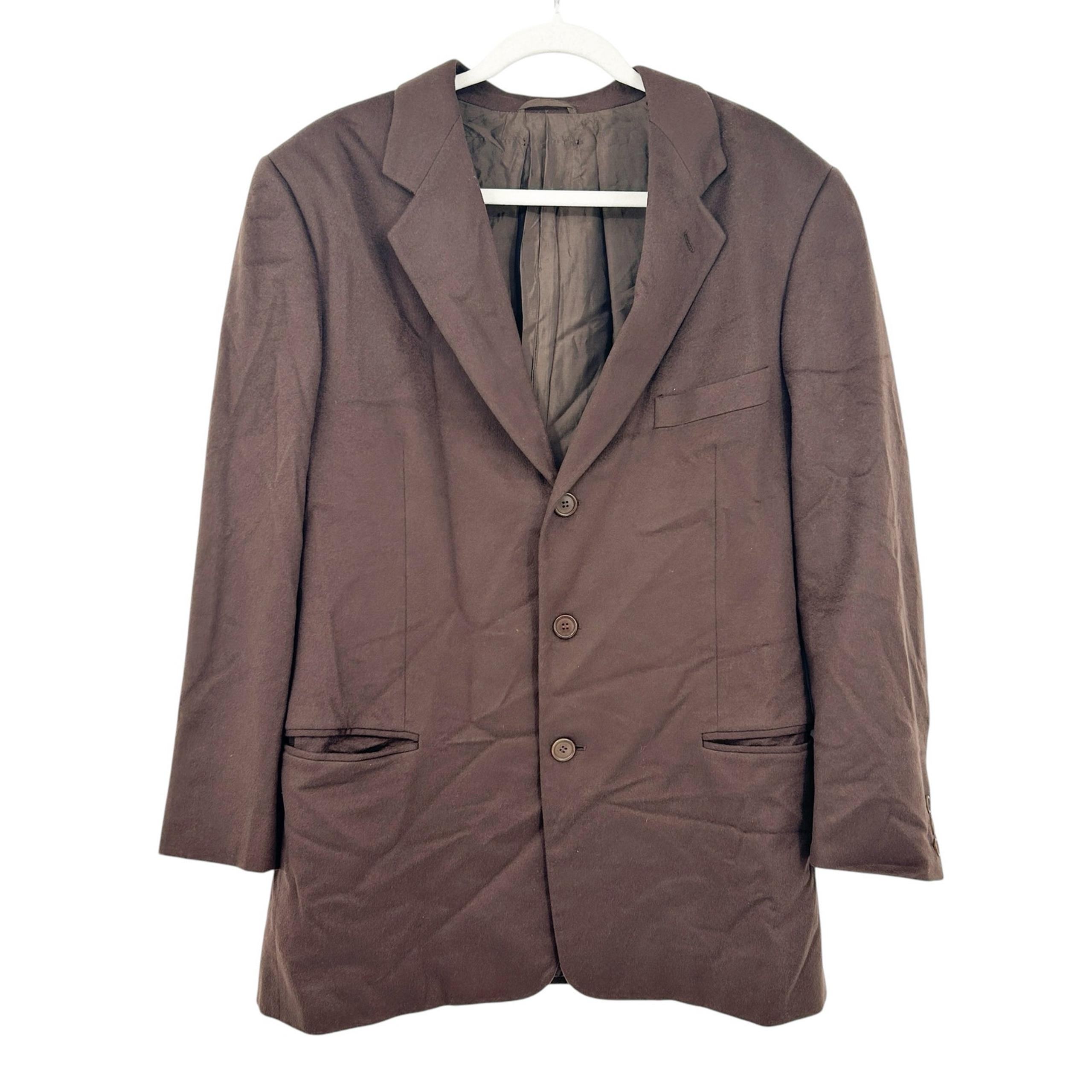Giorgio Armani Mens Office Academia 100% Cashmere Blazer Coat Size 50R Brown