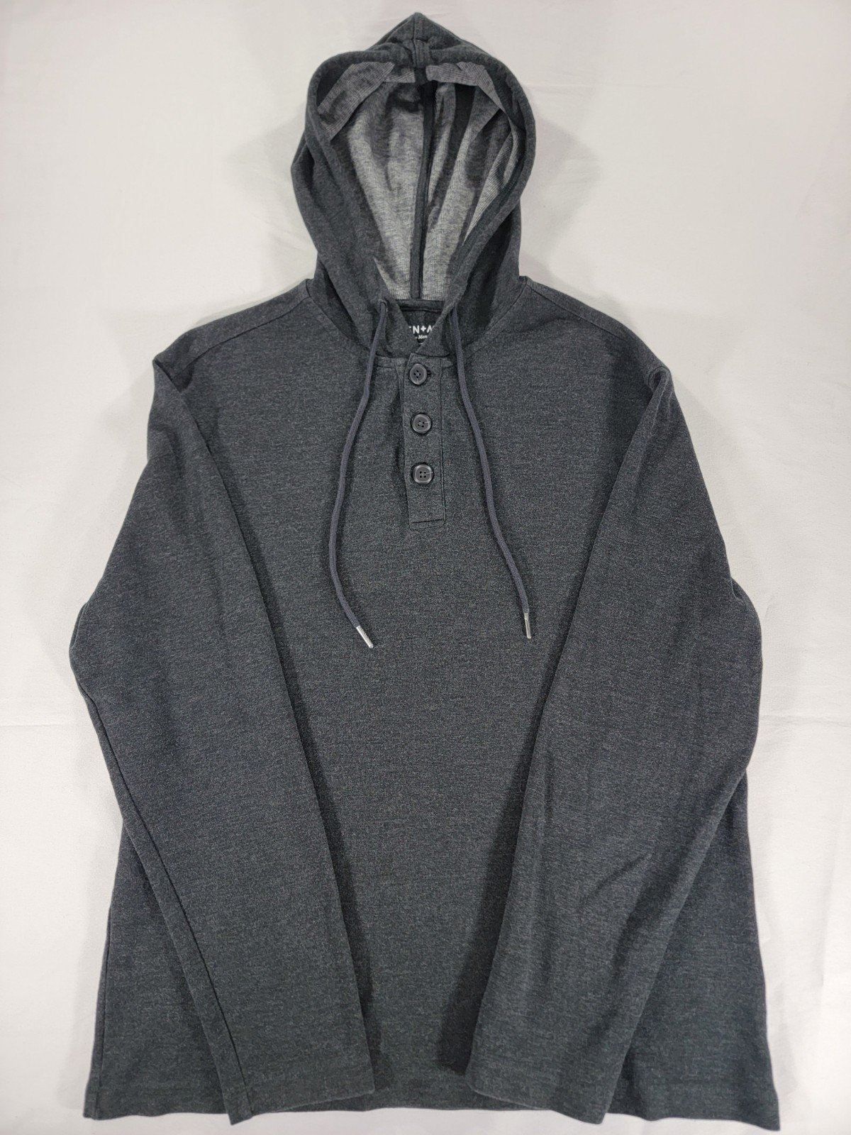 Mizzen + Main Men's Henley Shirt Mens Large Gray Hoodie Performance Long Sleeve