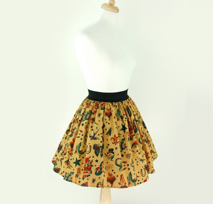 Mustard A line elastic skirt
