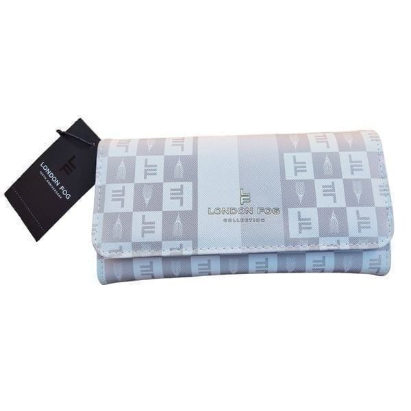 LONDON FOG LARA SIGNATURE FLAP WALLET WHITE TAN NET