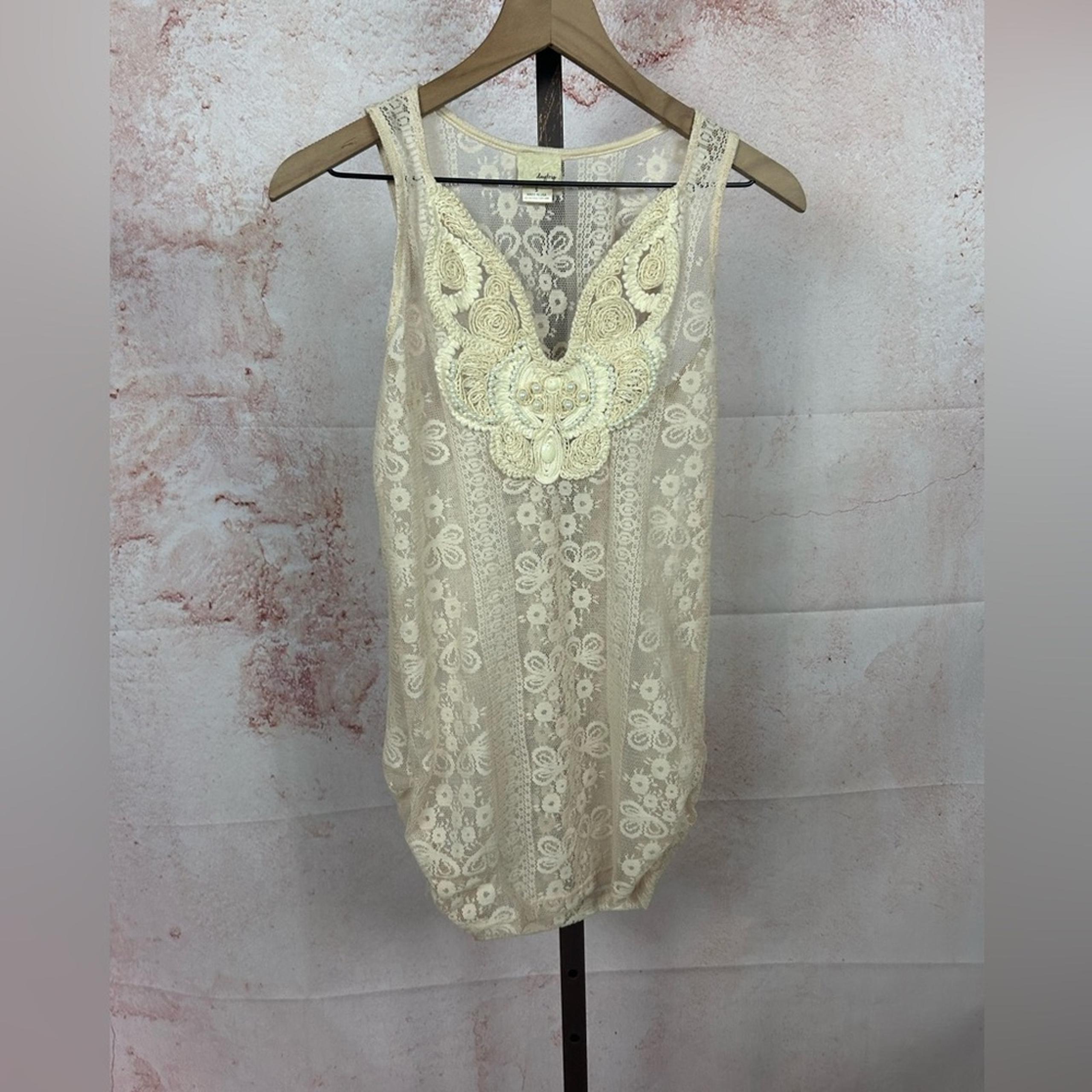 lace boho chic tank top size S romantic embellished festival western - Daytrip