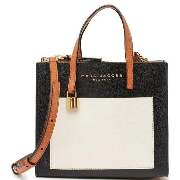 Marc Jacobs Grind Colorblock Leather Tote Black Multi Bag