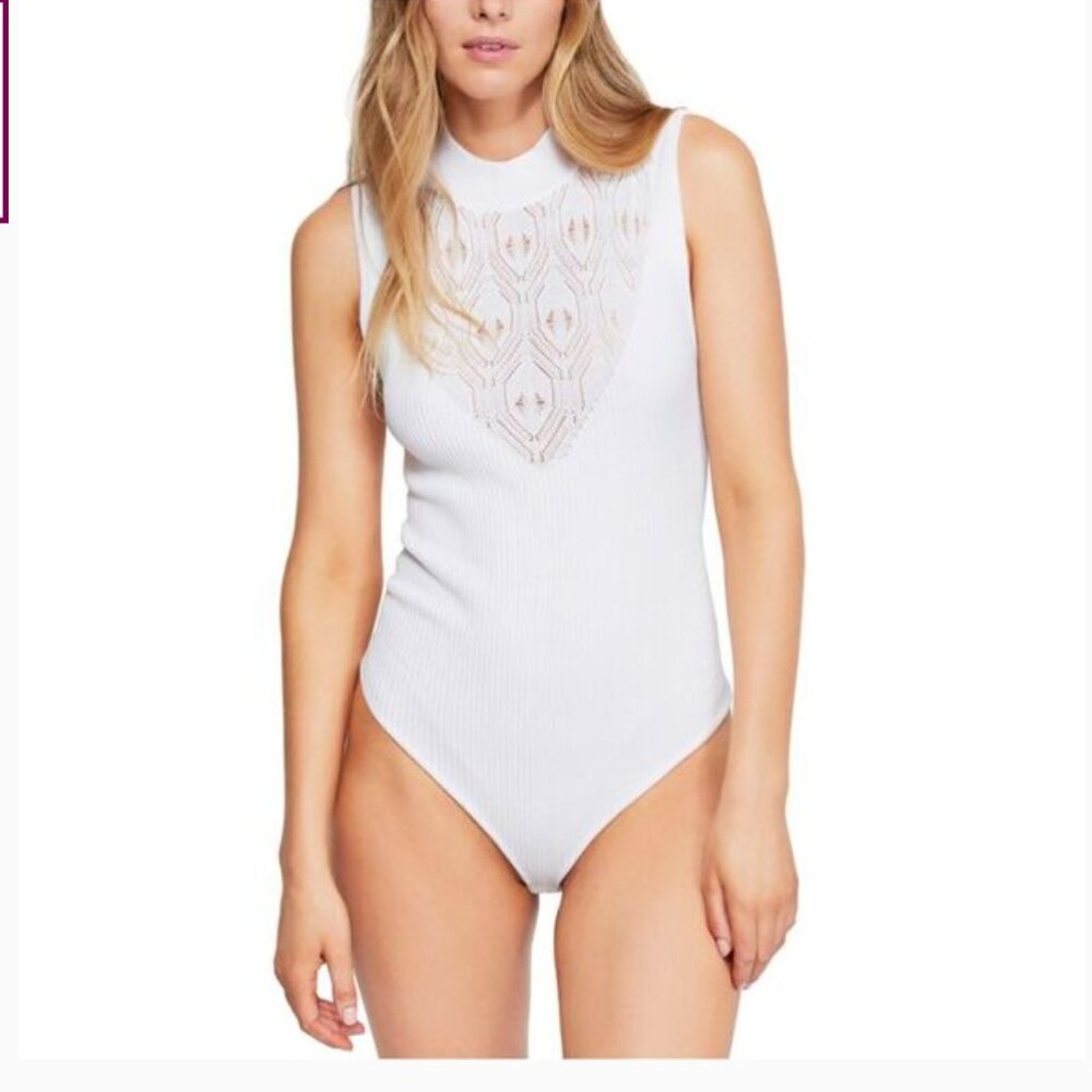 Free People On Point Mock Neck Bodysuit Size Large