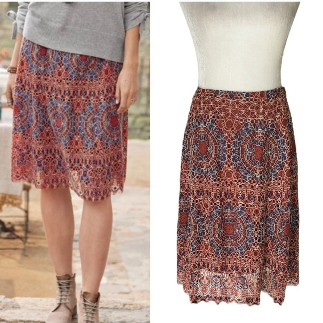 【INCHANT ME】Sunny Lace Midi Skirt NWT Sundance Elisa Lace Scalloped Fringe Midi Skirt - Medium
