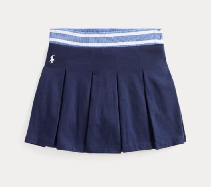 Ralph Lauren Striped Pleated Cotton Jersey Skort
