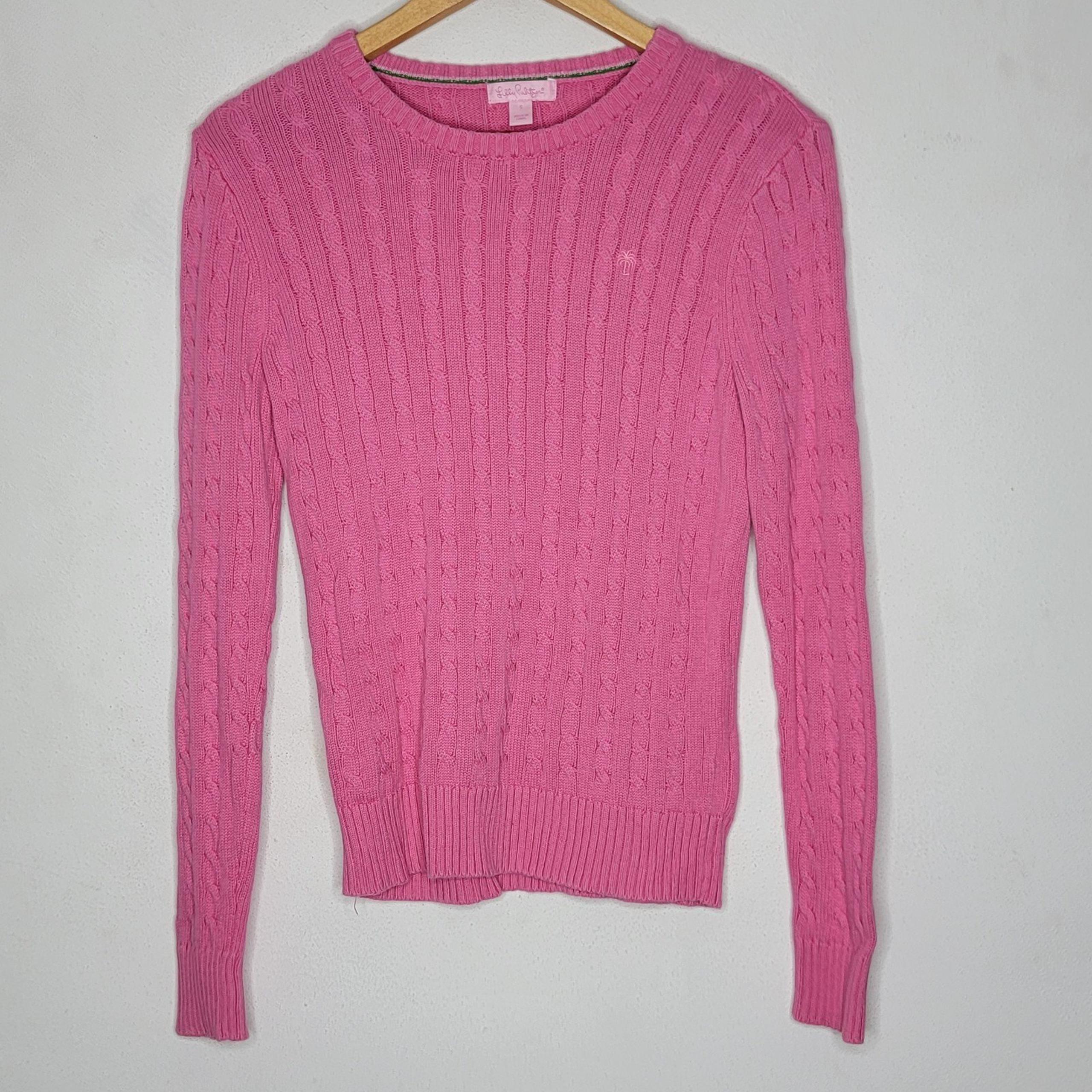 Lilly Pulitzer Cable Knit Crew Neck Sweater Pink Pullover Women's Small S