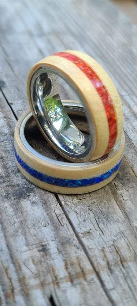 Wood Rings with Stainless Steel Core