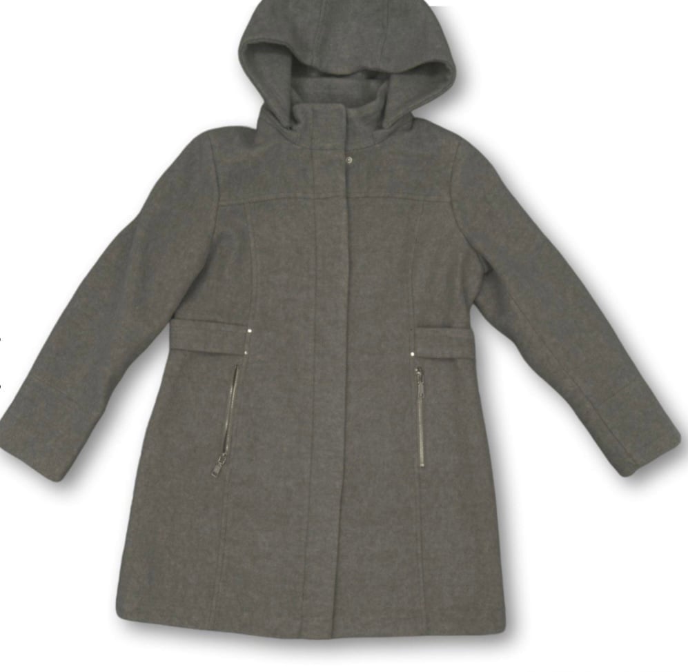 NWOT Vince Camuto Grey Soft Winter Zip Hooded Timeless Coat Women size L