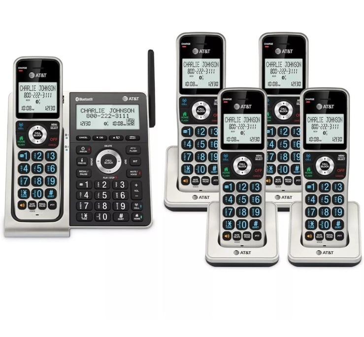 AT&T BL3107-5 5-Handset Cordless Phone, Bluetooth, Answering System, Call Block
