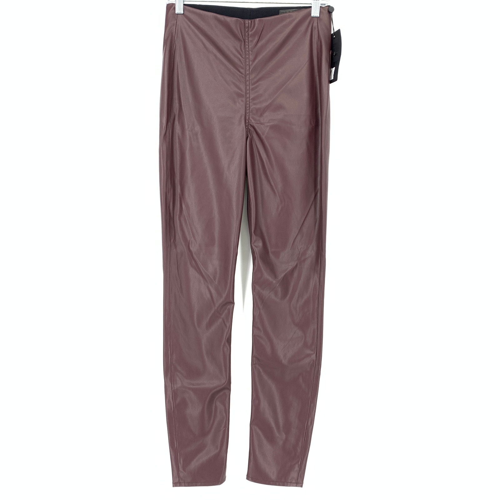 Rag & Bone Leggings Women's Size M Faux Leather Skinny Pull-On Maroon NWT