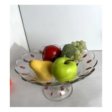 Bowl Fruit Compote Red Teardrop Indiana Class Pedestal Scalloped Edge Fruit
