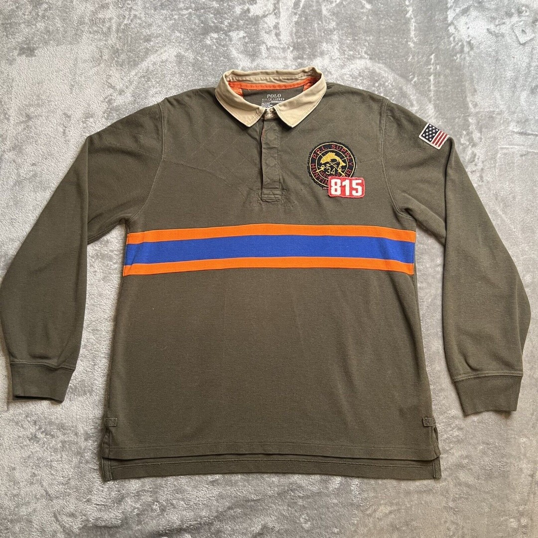 Polo Ralph Lauren Shirt Boys XL Green Graphic Mesh Rugby Supply Hunting Club