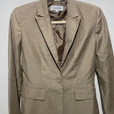 Calvin Klein Men's Khaki Notch Lapel Single Button Blazer Size 2