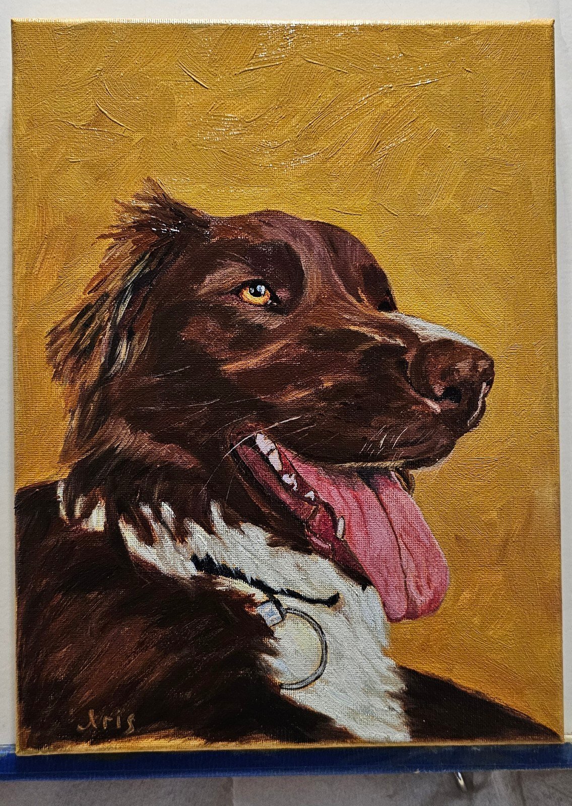 Abstract Oil painting cute dog portrait. Custom work