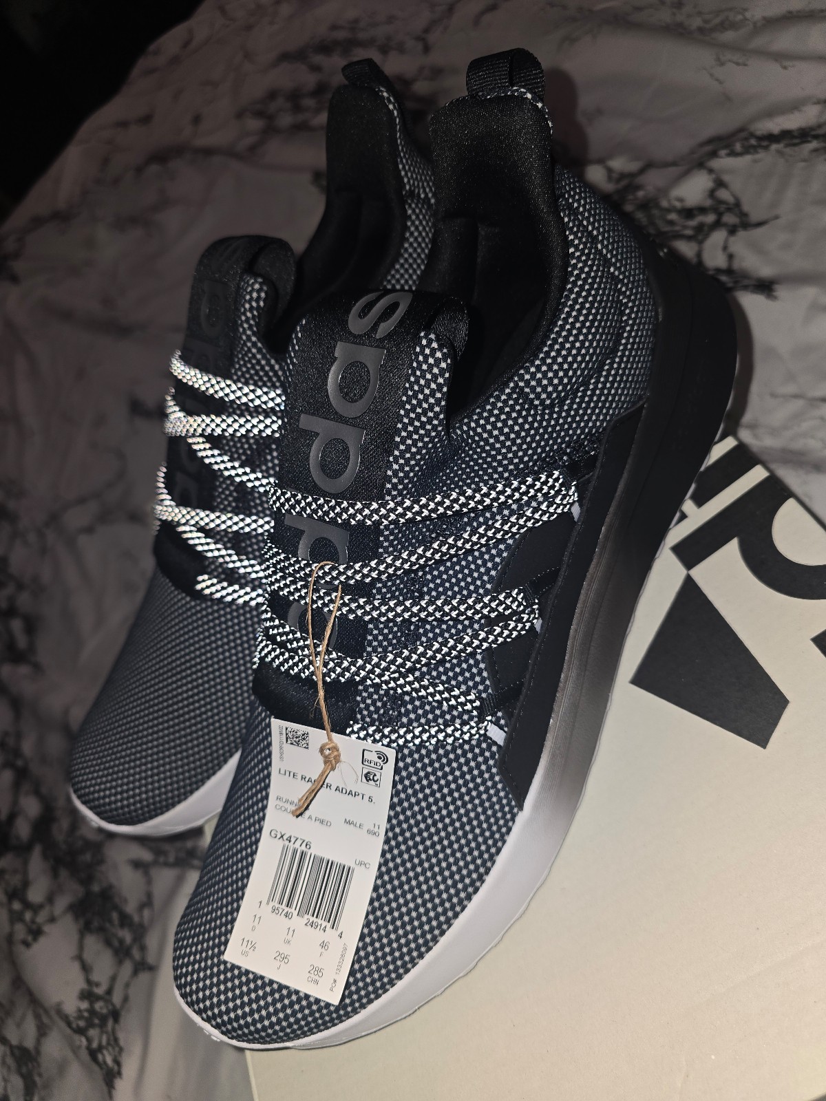 Adidas Lite Racer Adapt 5.0 White/Black Men's Shoes Size US 11.5