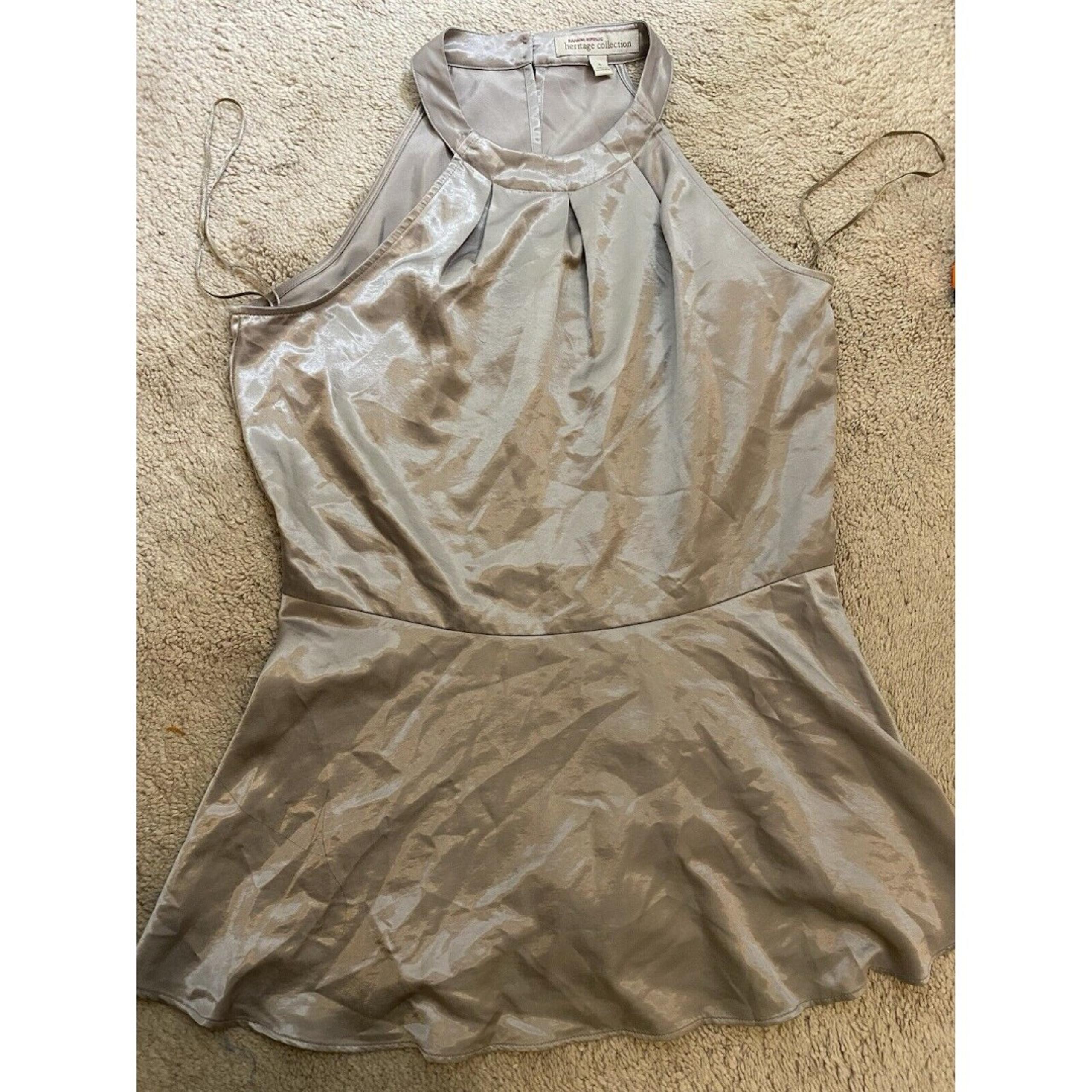 Banana Republic Heritage Collection Women Silver Sleeveless Top Size 4 Stains