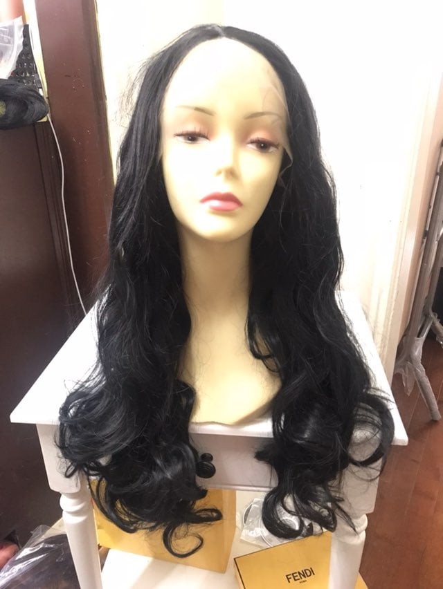Black Human Hair Blend Wig