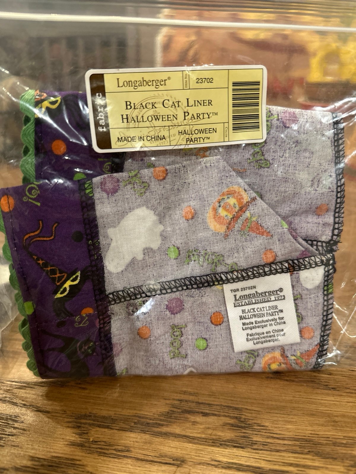Longaberger Black cat liner