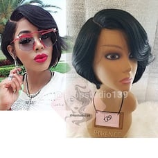 Bob cut wig with deep natural part