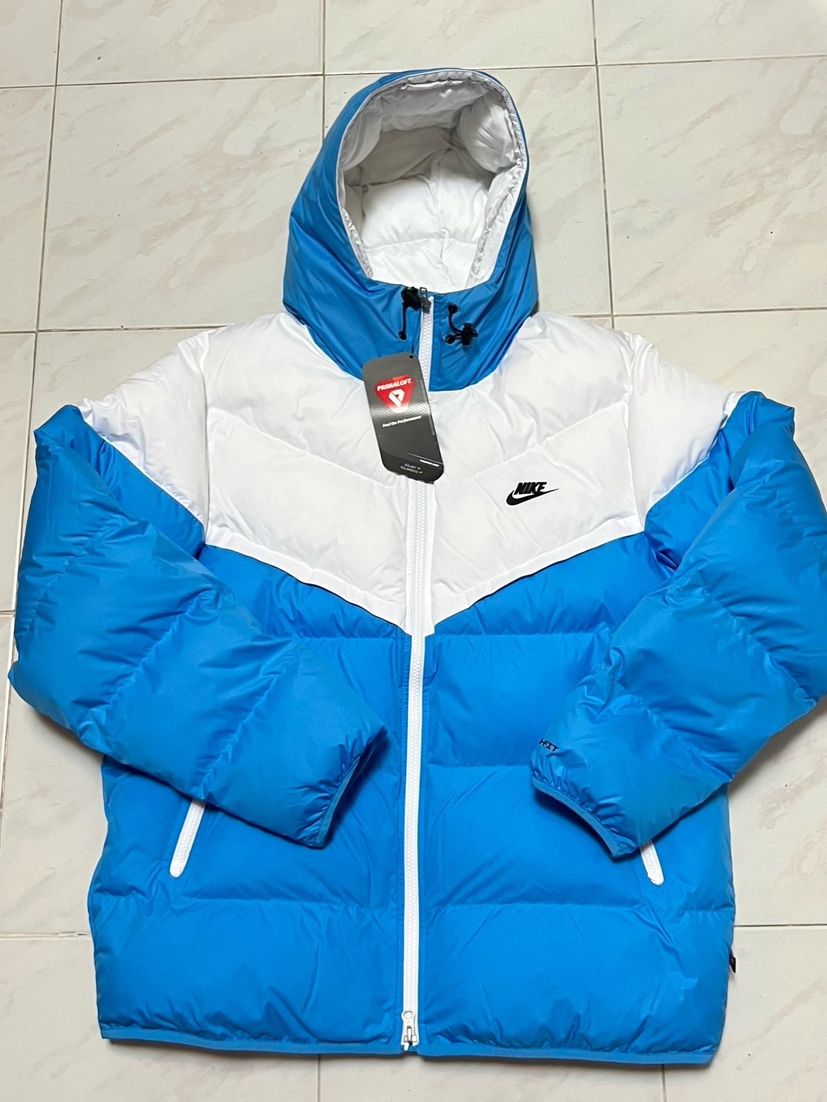 Nike Sportswear Storm-Fit Puffer Hooded Jacket Photo Blue White Men L