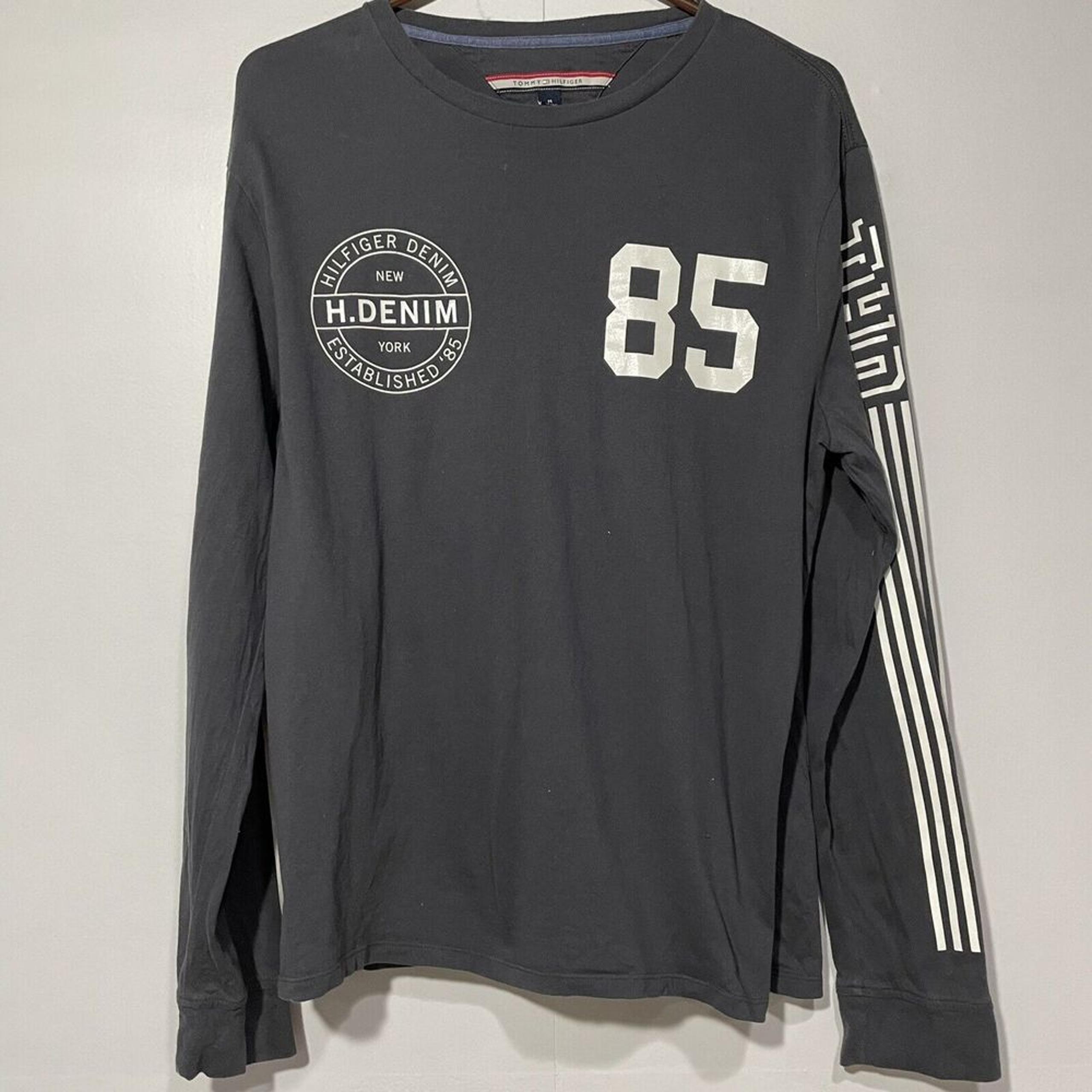 Tommy Hilfiger Shirt Mens Medium Gray Long Sleeve Cotton Preppy  Athleisure