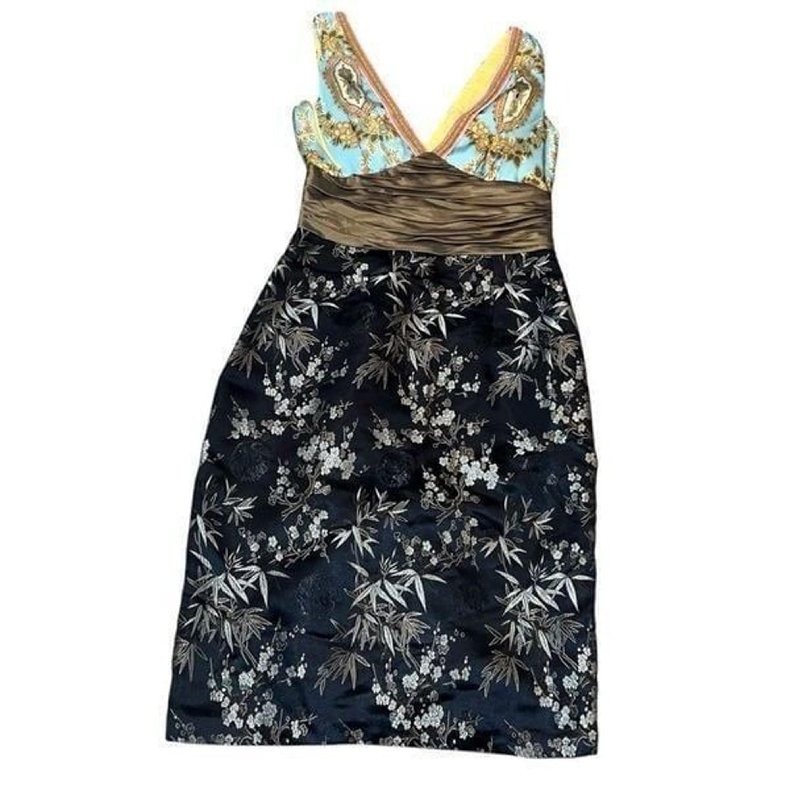 Vintage Y2K Phoebe Couture Asian Silk Floral Brocade Sheath Cocktail Dress