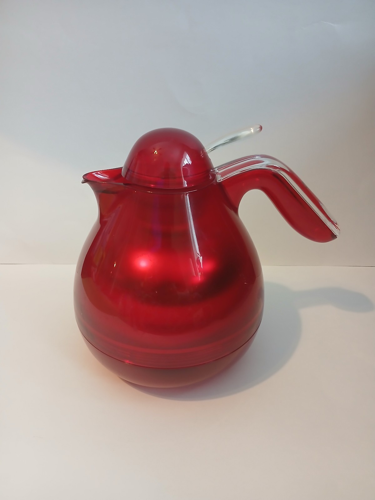 Vintage Lucite Guzzini Red Pitcher Thermal Carafe Thermos Italy