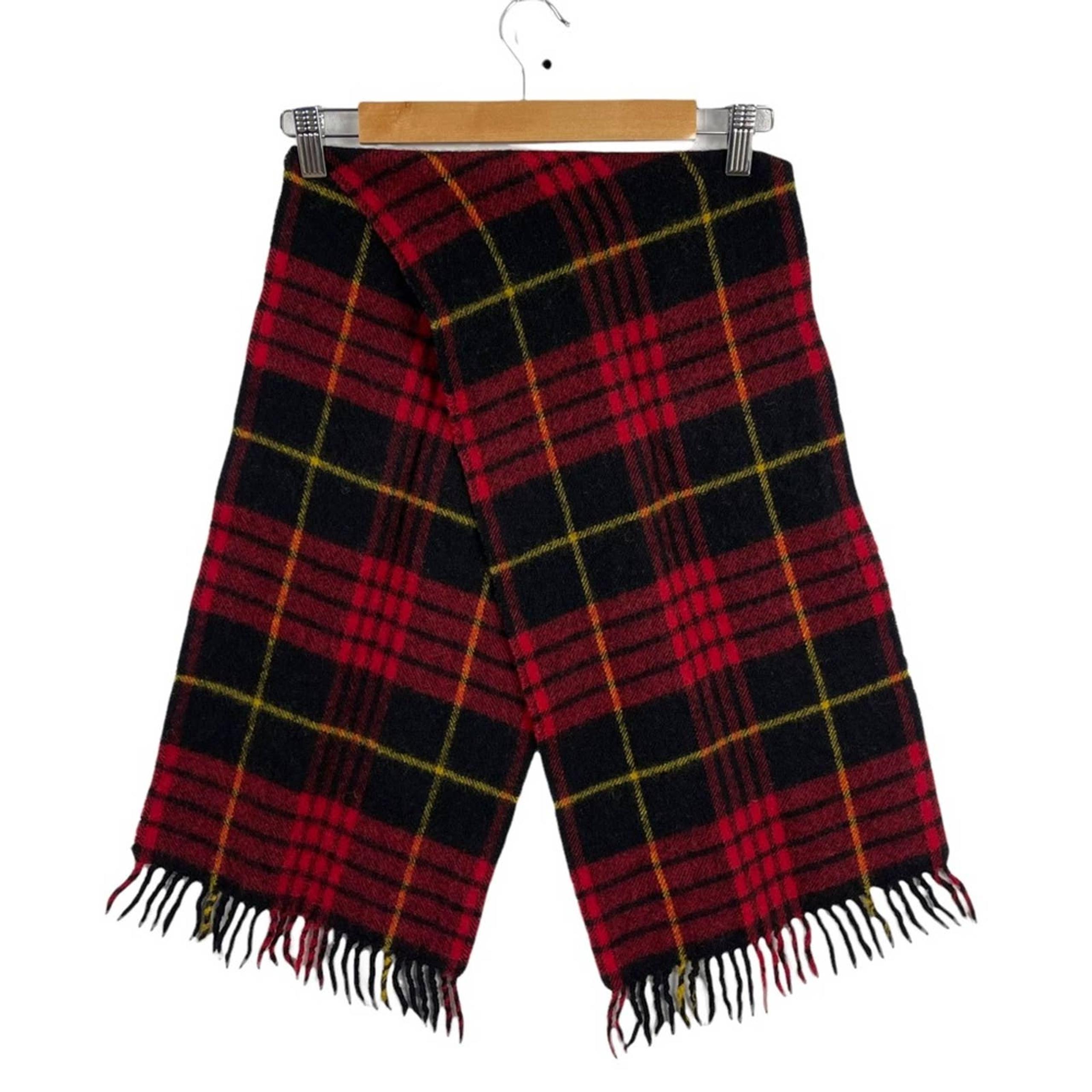 Geoffrey Beene 100% Pure New Wool Red Plaid Scarf