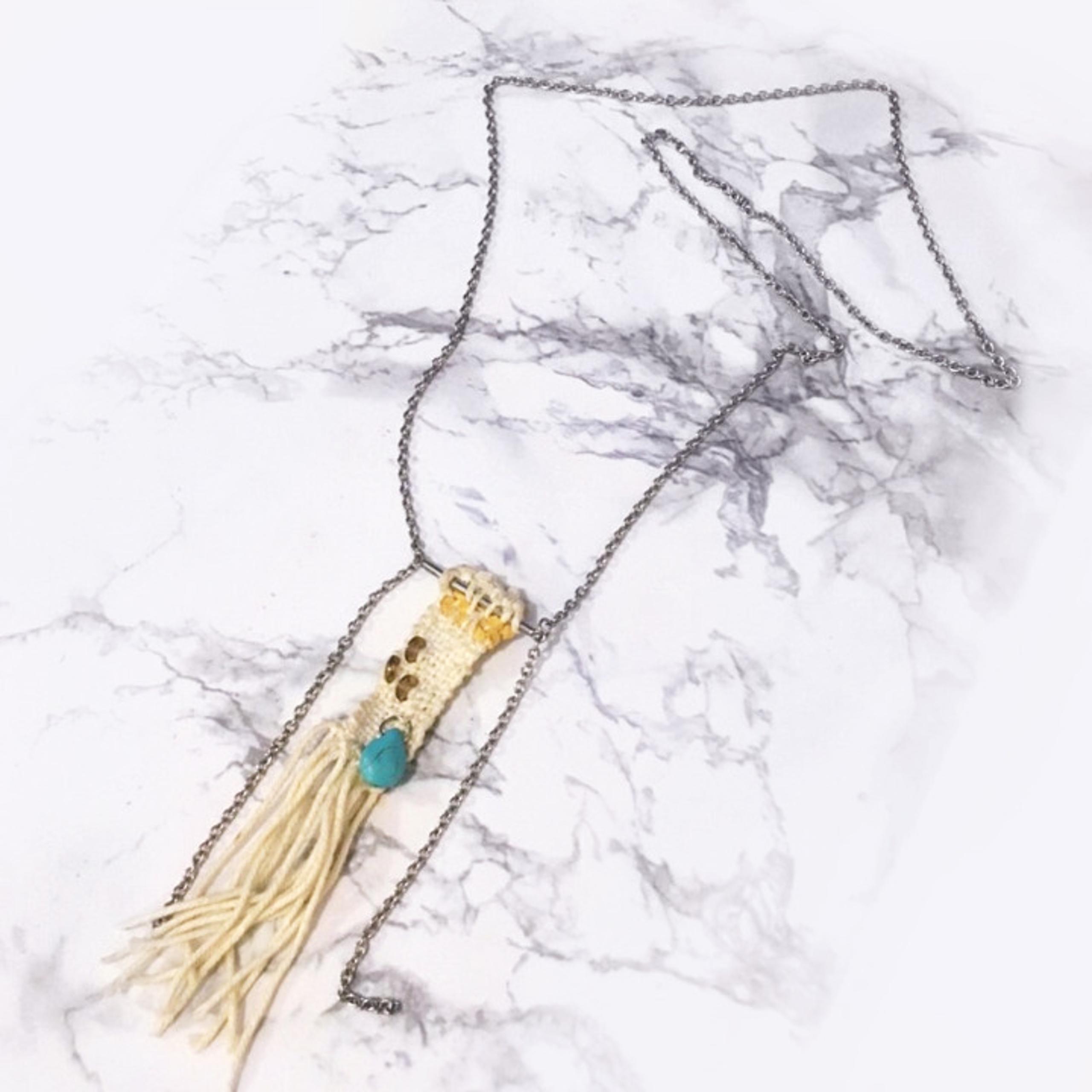 Hand woven necklace & turquoise accent