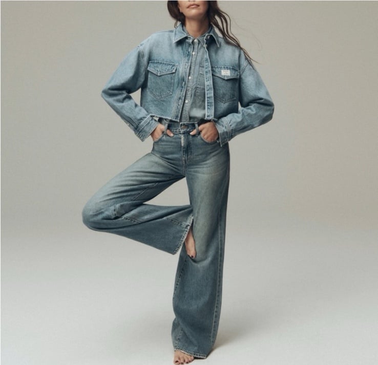 Madewell x Molly Dickson Denim Oversized Crop Shirt