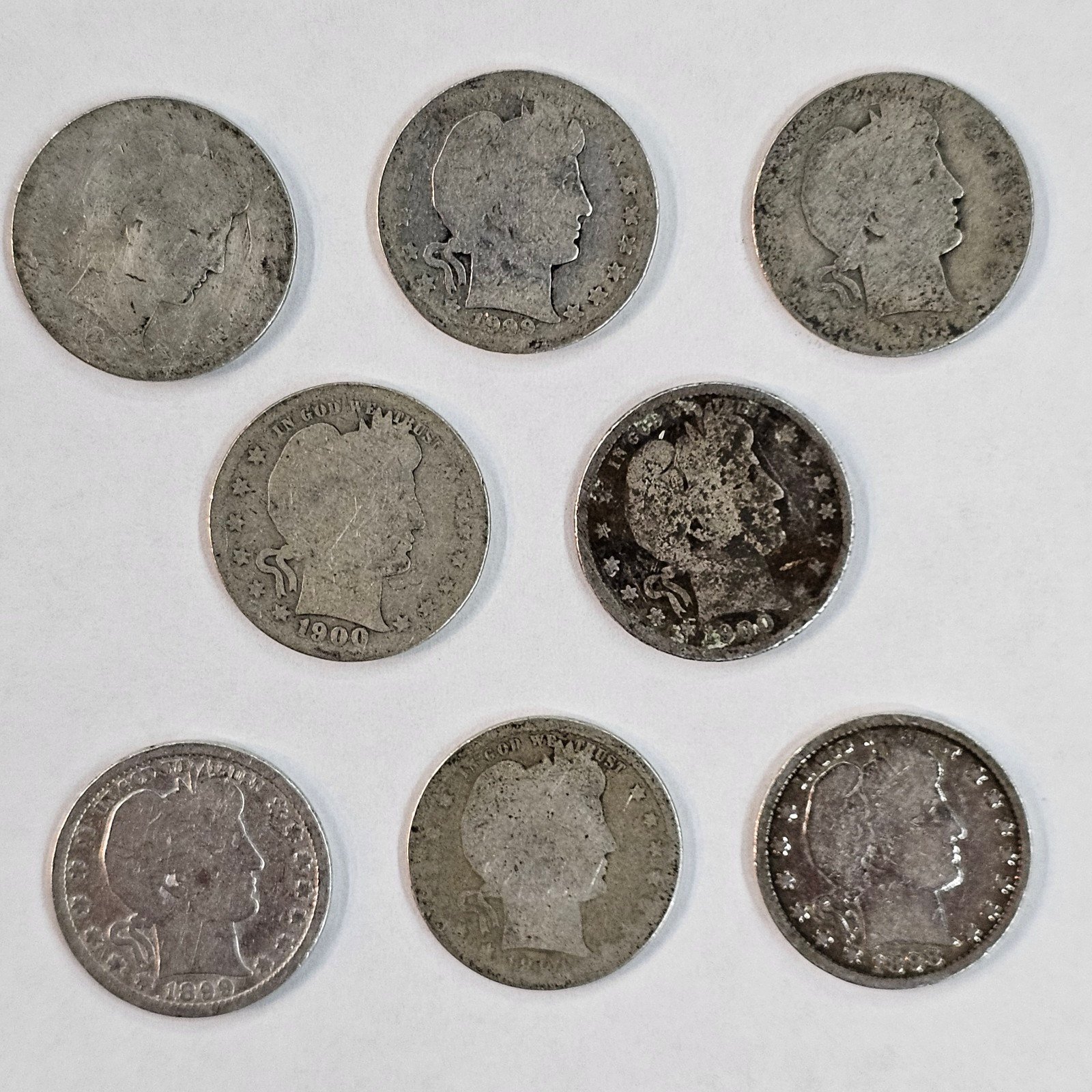 BARBER Quarter Collection (8 coins)