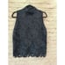 Ann Taylor laser cut sleeveless blouse navy blue size medium