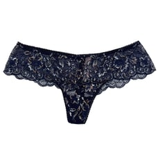 NWT VICTORIA'S SECRET Wide Side Thong Sz M Blue Silver Metallic Lace