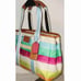 COACH 10025 Hampton Watercolor Striped Small Tote W/Wallet