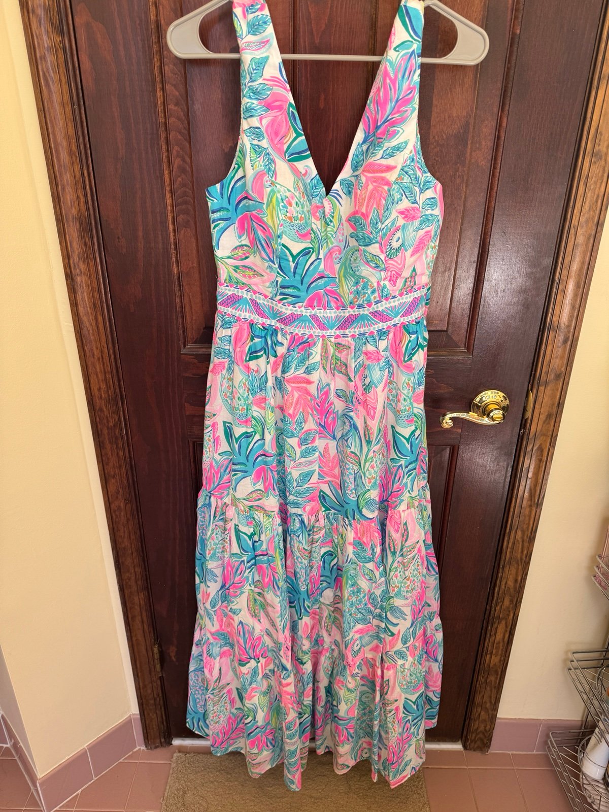 Lilly Pulitzer Charleen size 8 Maxi Dress Toucan Fo it Better