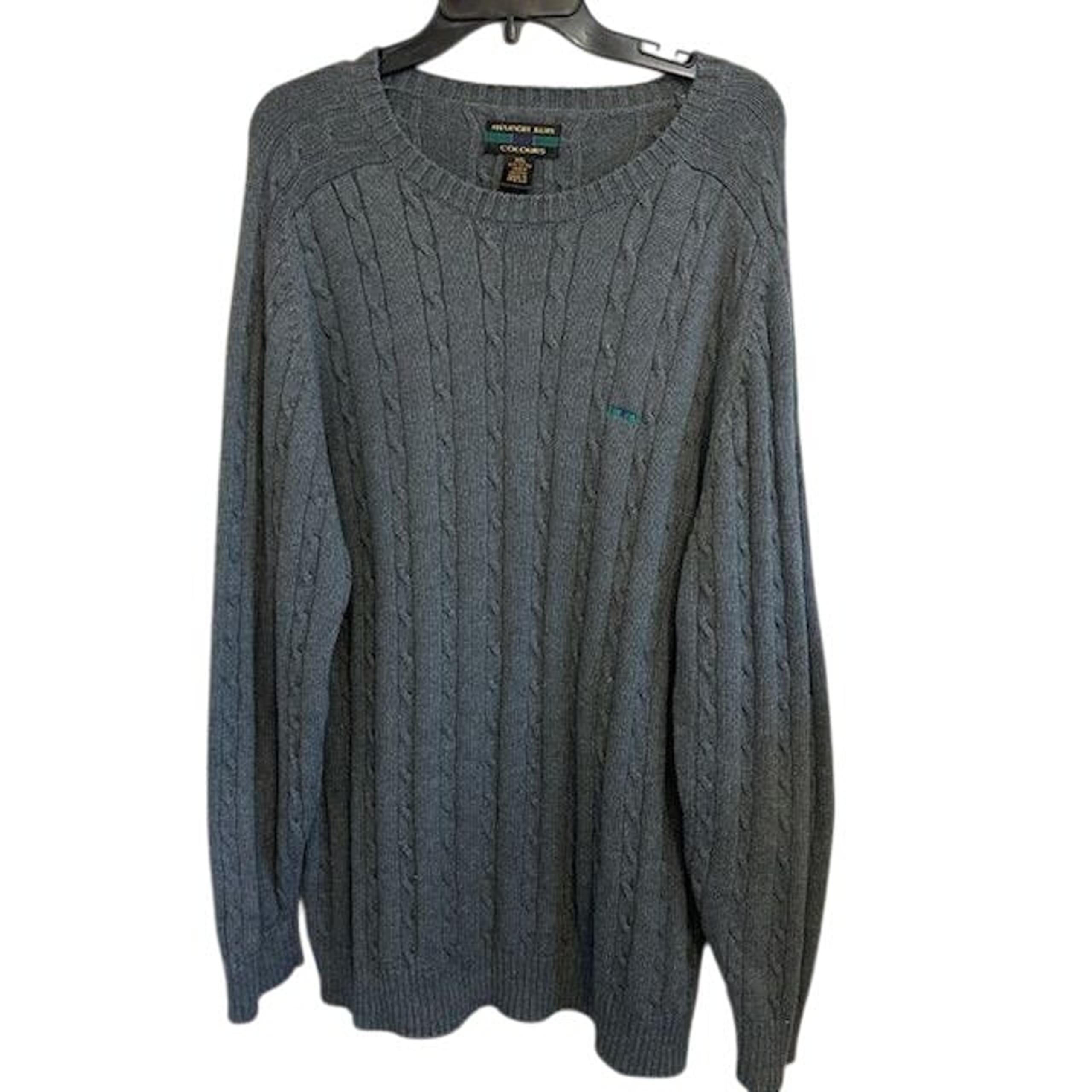Alexander Julian Colours Men's Cable Knit Charcoal Gray Sweater Size XXL