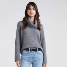 J.Crew Point Sur Gray Mohair Ribbed Turtleneck Sweater Size XS