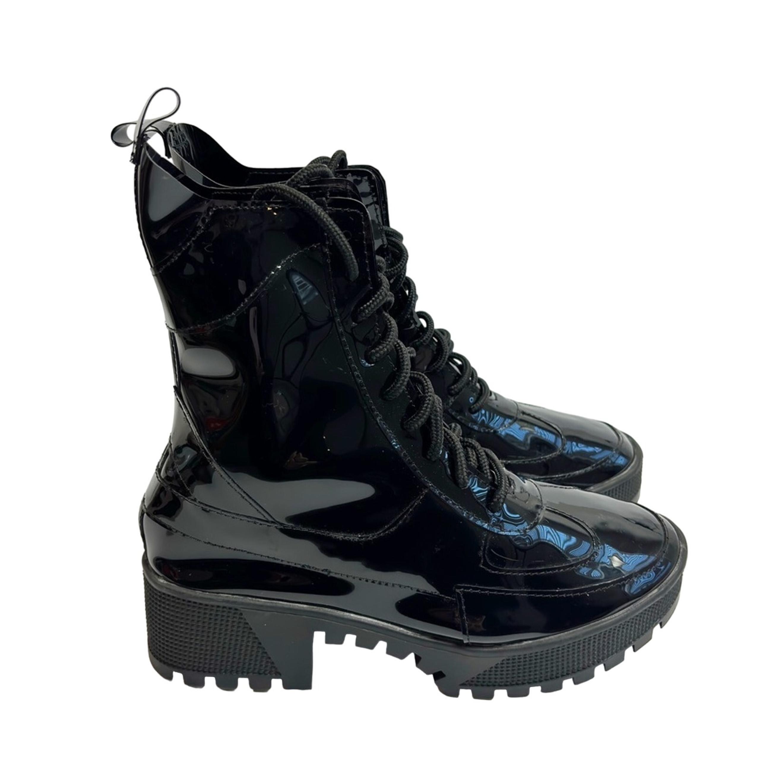 Cape Robbin Dashing Black Shiny Women Combat Boots Size 6
