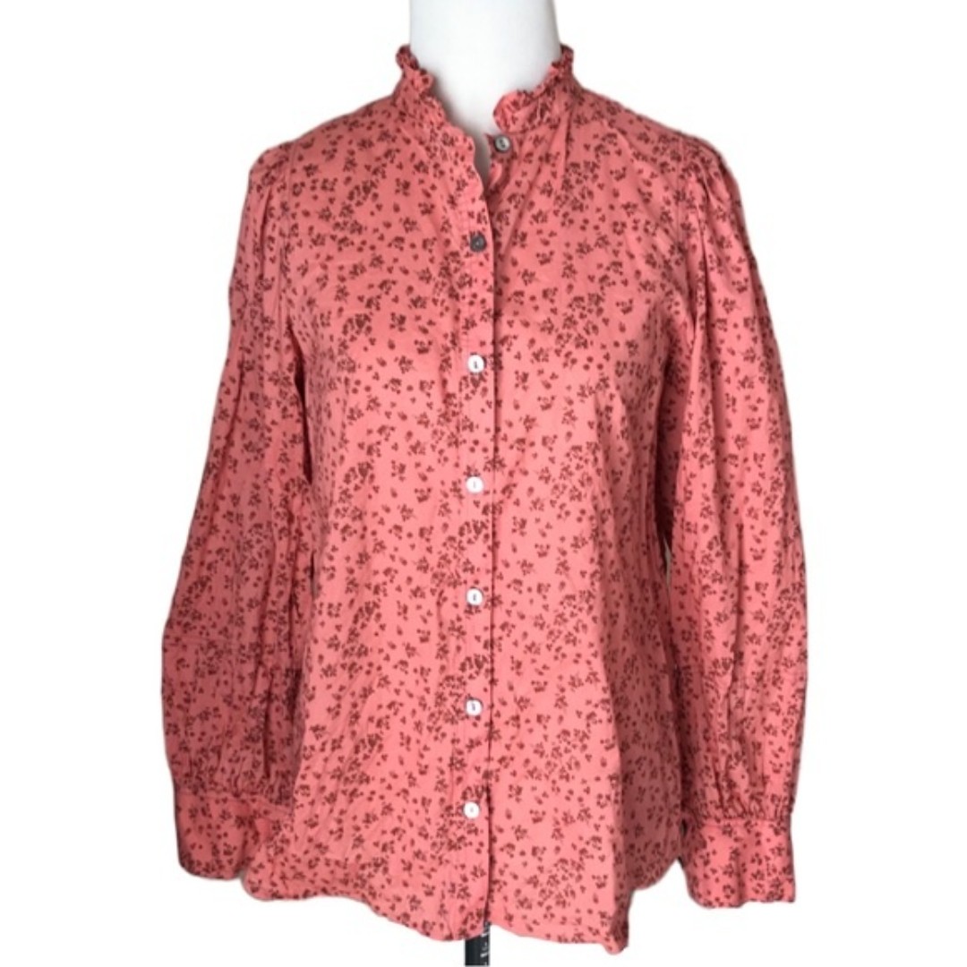 Hatch Sienna Top ruffle button down pink floral maternity bump friendly size 0