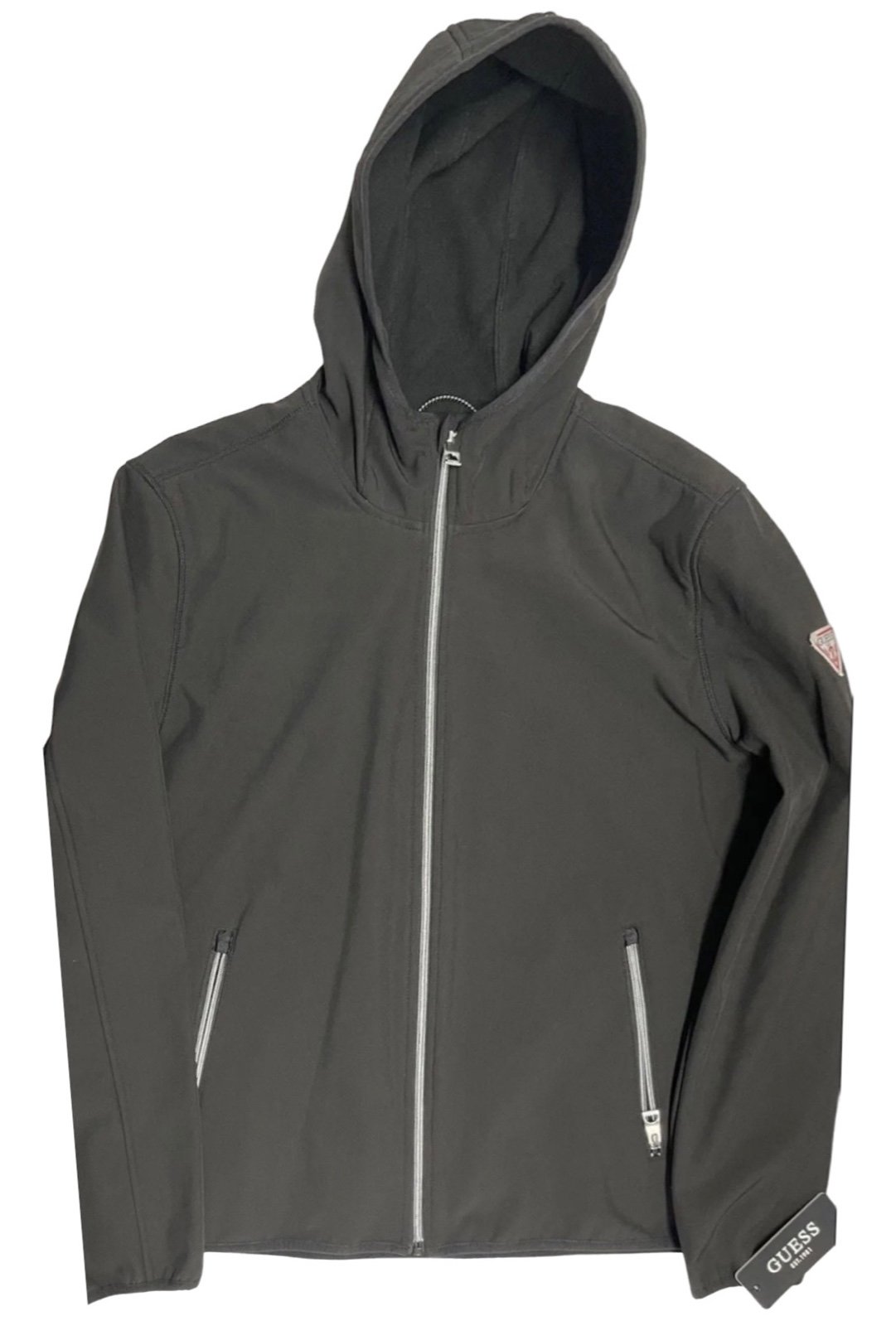 Guess Full-Zip Windbreaker Hoodie Jacket Black Men’s Size XL