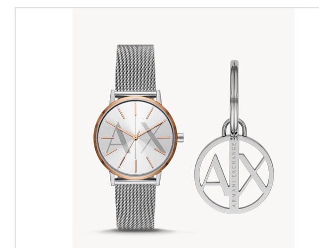 Armani Exchange Women's Armani Exchange Three-Hand Stainless Steel Watch and Key