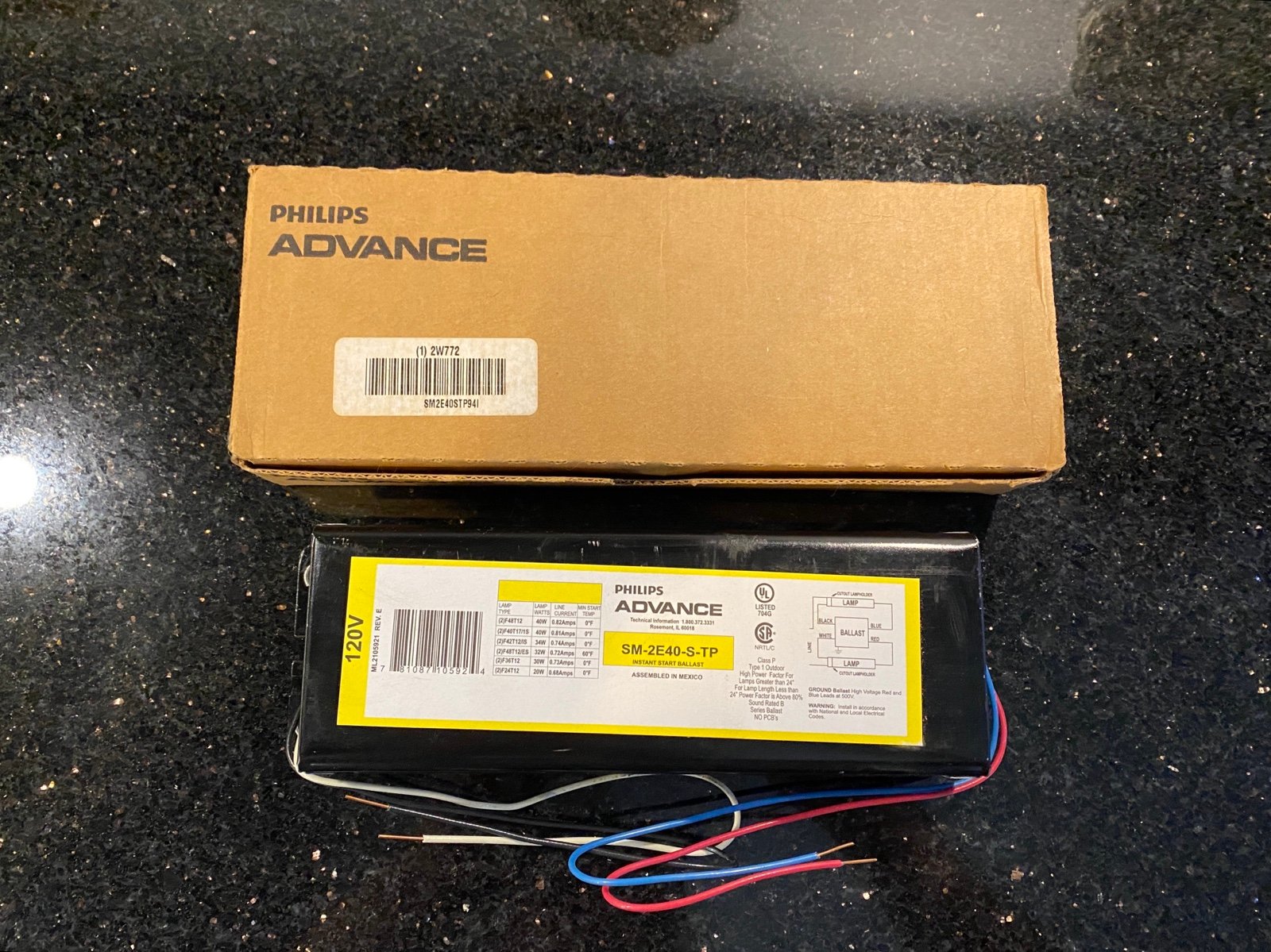 PHILIPS ADVANCE SM-2E40-S-TP Instant Start Ballast 120V For 2 Fluorescent Lamps