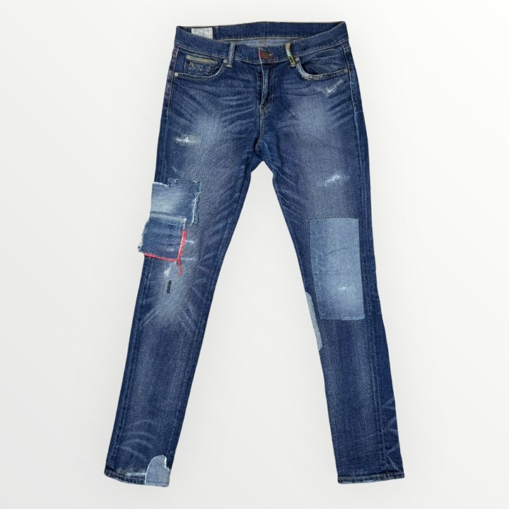 Polo Ralph Lauren Patchwork Tompkins Skinny Women's Distressed Denim Jeans Blue
