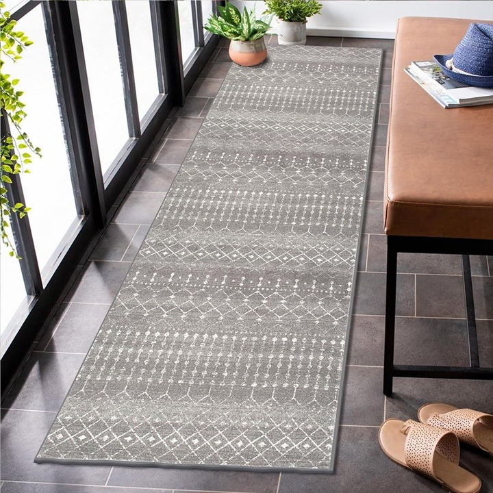 Runner Rug 17 x47 Hallway Rug Non-Slip with Rubber Backing Faux Wool Carpet