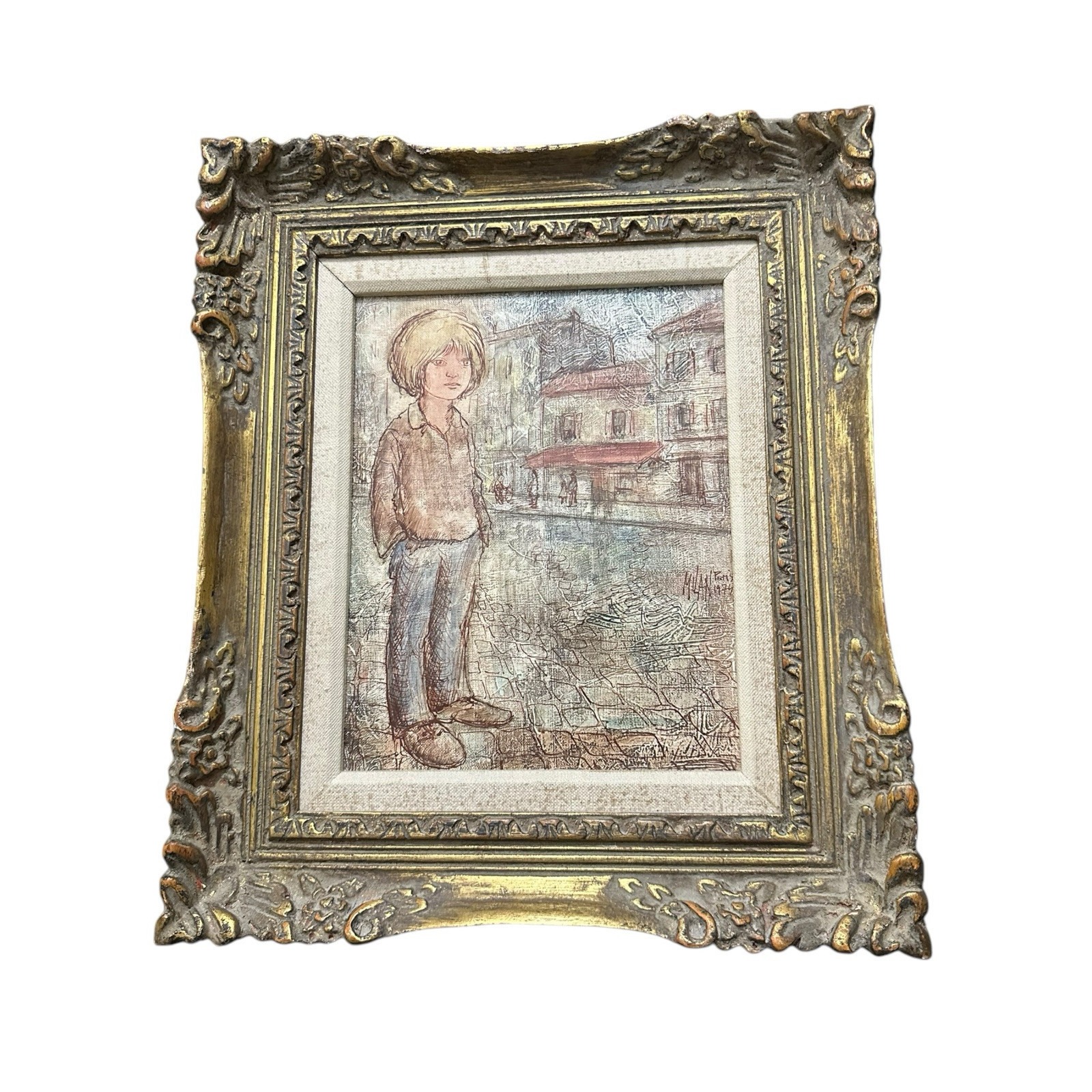 MAGNIFICENT FRENCH O/C PAINTING OF A BOY BY MILAN 1974 LISTED ARTIST